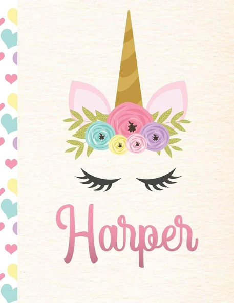 Harper: Personalized Unicorn Sketchbook For Girls With Pink Name - 8.5X11 110 Pages. Doodle, Sketch, Create! ürün görseli 1