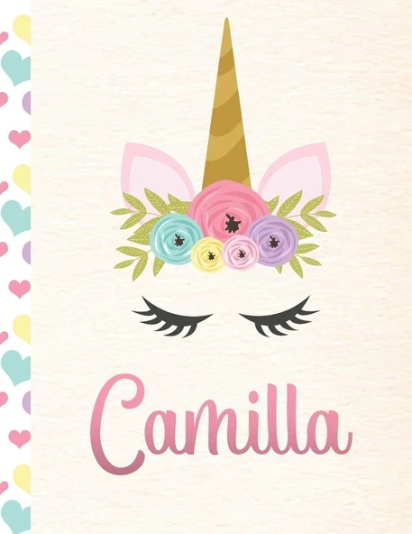 Camilla: Personalized Unicorn Sketchbook For Girls With Pink Name - 8.5X11 110 Pages. Doodle, Sketch, Create! ürün görseli 1
