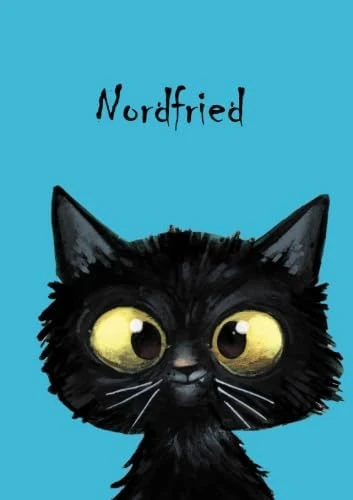 Nordfried: Personalisiertes Notizbuch, Din A5, 80 Blanko Seiten Mit Kleiner Katze Auf Jeder Rechten Unteren Seite. Durch Vornamen Auf Dem Cover, Eine ... Coverfinish. Über 2500 Namen Bereits Verf ürün görseli 1