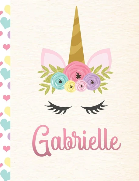 Gabrielle: Personalized Unicorn Sketchbook For Girls With Pink Name - 8.5X11 110 Pages. Doodle, Sketch, Create! ürün görseli 1