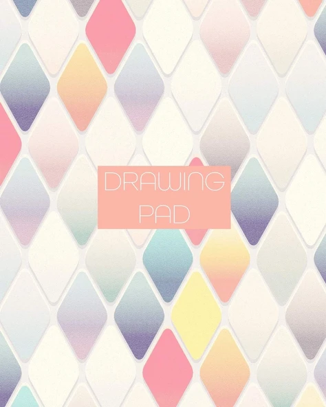 Drawing Pad: 8X10 Girly Diamond Pattern Sketchbook In Pastel Colors, With 110 Pages Or Bordered Drawing Paper ürün görseli 1
