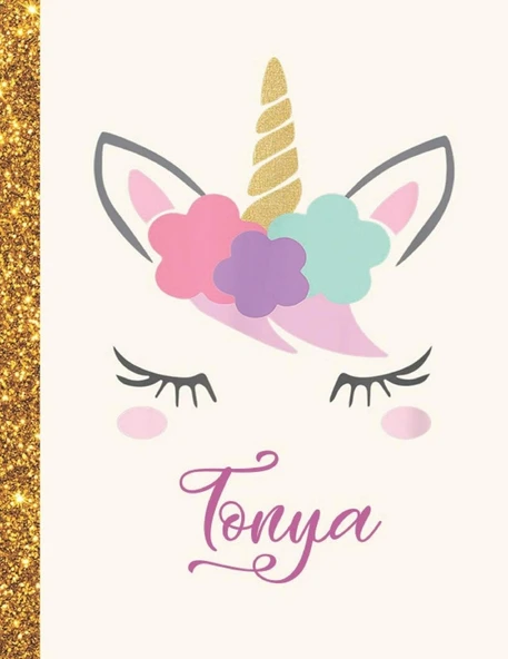 Tonya: Tonya Unicorn Personalized Black Paper Sketchbook For Girls And Kids To Drawing And Sketching Doodle Taking Note Marble Size 8.5 X 11 ürün görseli 1