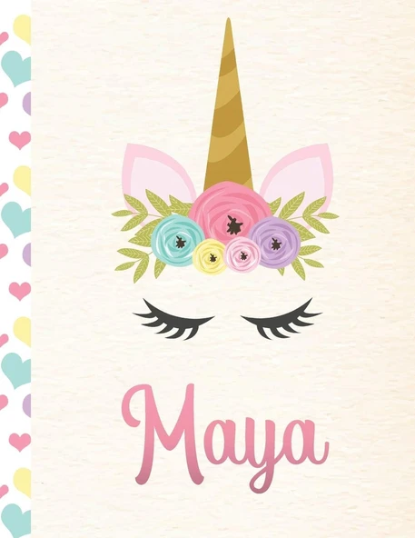Maya: Personalized Unicorn Sketchbook For Girls With Pink Name - 8.5X11 110 Pages. Doodle, Sketch, Create! ürün görseli 1