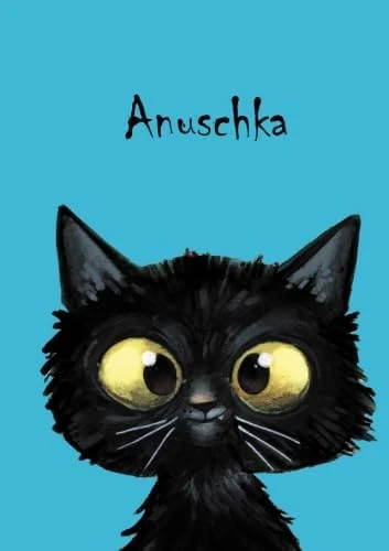 Anuschka: Personalisiertes Notizbuch, Din A5, 80 Blanko Seiten Mit Kleiner Katze Auf Jeder Rechten Unteren Seite. Durch Vornamen Auf Dem Cover, Eine ... Coverfinish. Über 2500 Namen Bereits Verf ürün görseli 1