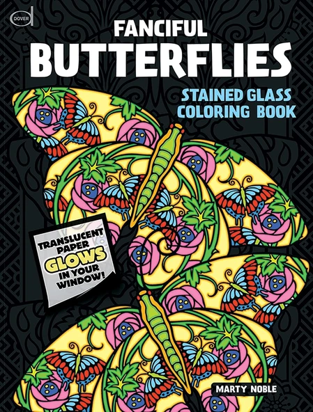 Fanciful Butterflies Stained Glass Coloring Book ürün görseli 1