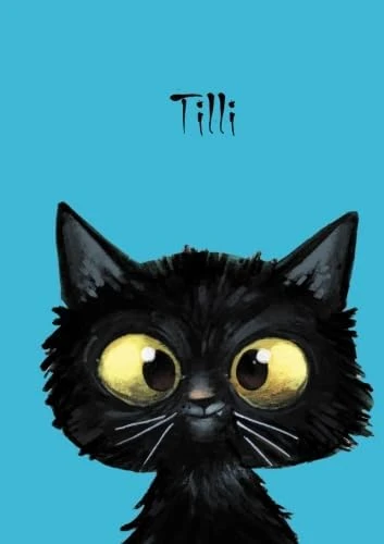 Tilli: Personalisiertes Notizbuch, Din A5, 80 Blanko Seiten Mit Kleiner Katze Auf Jeder Rechten Unteren Seite. Durch Vornamen Auf Dem Cover, Eine ... Coverfinish. Über 2500 Namen Bereits Verf ürün görseli 1