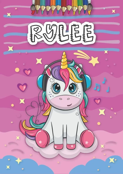Rylee: Personalized Coloring Book For Rylee | Theme: Unicorn | Birthday Gift For Girl, Daughter ... | Ages: 4-8 | 25 Unicorn Designs With Name Rylee, Large Size A4 (Ca. 8.5 X 11 Inches) ürün görseli 1
