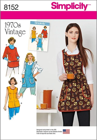 Simplicity 8152 Kesim Deseni "Vintage 1970 'S Önlük Kesim Deseni, Beyaz ürün görseli 1