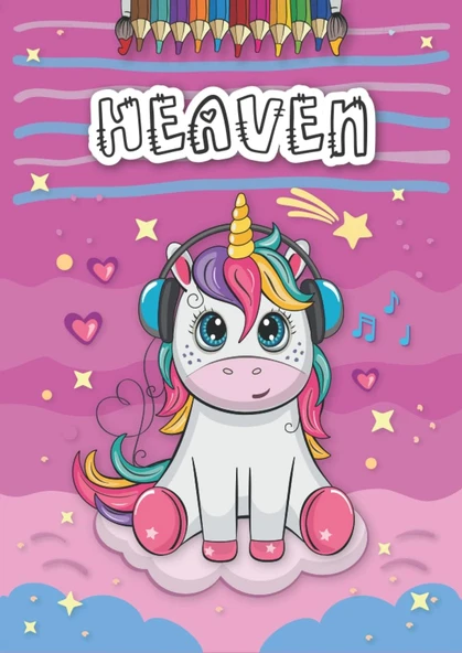 Heaven: Personalized Coloring Book For Heaven | Theme: Unicorn | Birthday Gift For Girl, Daughter ... | Ages: 4-8 | 25 Unicorn Designs With Name Heaven, Large Size A4 (Ca. 8.5 X 11 Inches) ürün görseli 1