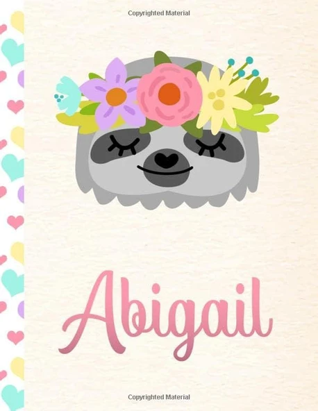 Abigail: Personalized Sloth Sketchbook For Girls With Pink Name - 8.5X11 110 Pages. Doodle, Draw, Sketch, Create! ürün görseli 1