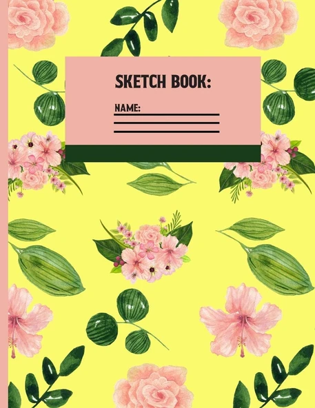 Sketchbook: Pink Floral Sketch Paper To Draw, And Sketch In 120 Pages (8.5X11 Inch). ürün görseli 1