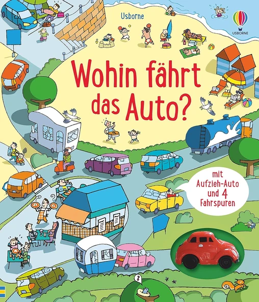 Wohin Fährt Das Auto?: Mit Aufzieh-Auto Und 4 Fahrspuren ürün görseli 1