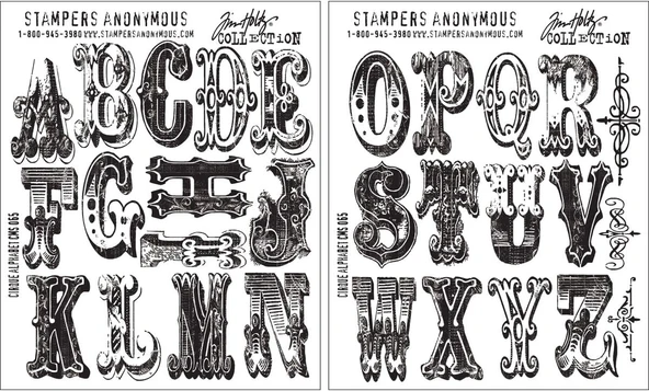 Stampers Anonymous Tim Holtz Kauçuk Yapışma Damgası, 17,8 X 21,6 Cm, Motif: Cirque Alfabe ürün görseli 1