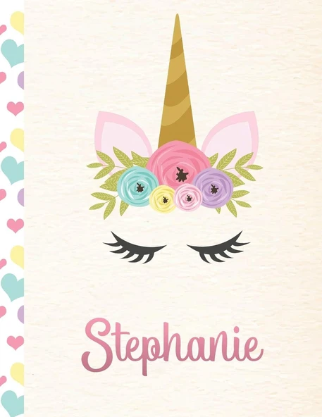 Stephanie: Personalized Unicorn Sketchbook For Girls With Pink Name - 8.5X11 110 Pages. Doodle, Sketch, Create! ürün görseli 1