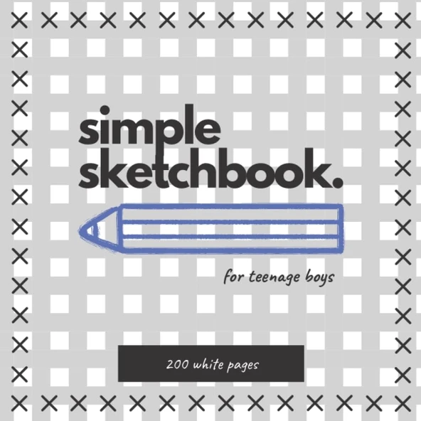 Simple Sketchbook. For Teenage Boys, 200 Blank White Pages, Large Plain Notebook, Size 8.25" X 8.25", Doodling, Drawing, Blank Sheets, Great For Ideas, Notes, School Projects, Exercises ürün görseli 1