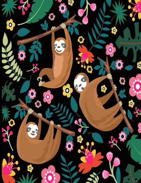 Andrea: Black Sloth Sketch Book, 366 Pages Sketch Pad, Sloth Sketchbook, Cute Sloth Cover Drawing Book ürün görseli 1