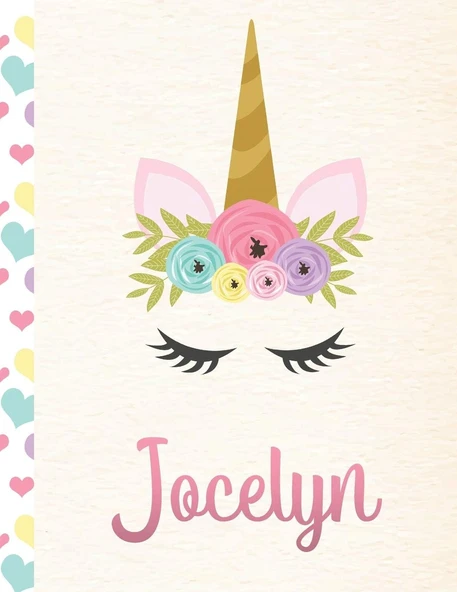 Jocelyn: Personalized Unicorn Sketchbook For Girls With Pink Name - 8.5X11 110 Pages. Doodle, Sketch, Create! ürün görseli 1