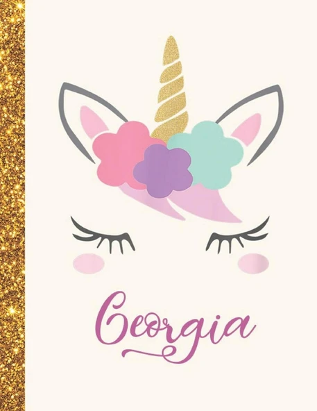 Georgia: Georgia Unicorn Personalized Black Paper Sketchbook For Girls And Kids To Drawing And Sketching Doodle Taking Note Marble Size 8.5 X 11 ürün görseli 1