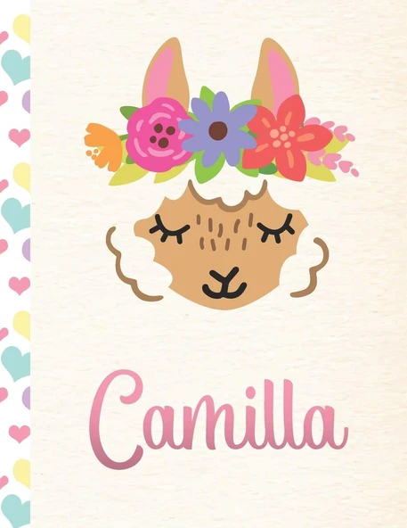 Camilla: Personalized Llama Sketchbook For Girls With Pink Name - 8.5X11 110 Pages. Doodle, Draw, Sketch, Create! ürün görseli 1