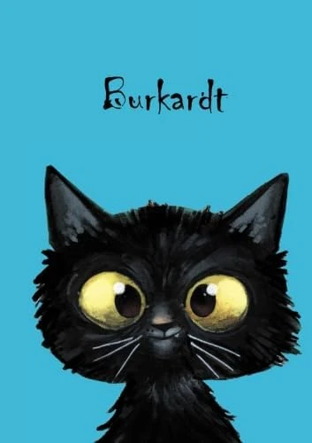 Burkardt: Personalisiertes Notizbuch, Din A5, 80 Blanko Seiten Mit Kleiner Katze Auf Jeder Rechten Unteren Seite. Durch Vornamen Auf Dem Cover, Eine ... Coverfinish. Über 2500 Namen Bereits Verf ürün görseli 1