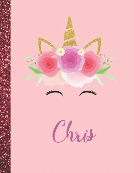 Chris: Chris Marble Size Unicorn Sketchbook Personalized White Paper For Girls And Kids To Drawing And Sketching Doodle Taking Note Size 8.5 X 11 ürün görseli 1