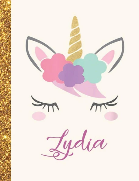 Lydia: Lydia Unicorn Personalized Black Paper Sketchbook For Girls And Kids To Drawing And Sketching Doodle Taking Note Marble Size 8.5 X 11 ürün görseli 1