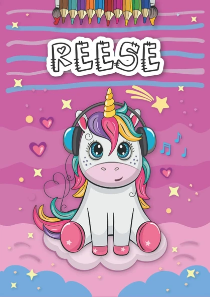 Reese: Personalized Coloring Book For Reese | Theme: Unicorn | Birthday Gift For Girl, Daughter ... | Ages: 4-8 | 25 Unicorn Designs With Name Reese, Large Size A4 (Ca. 8.5 X 11 Inches) ürün görseli 1