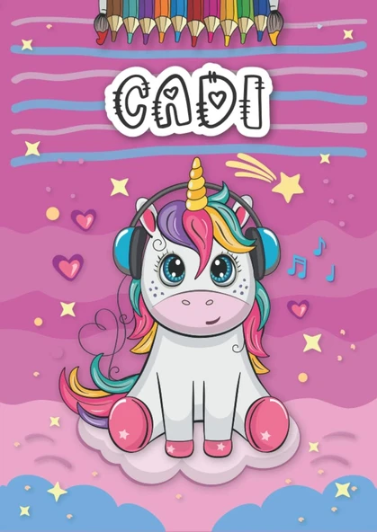 Independently Published Cadi: Personalized Coloring Book For Cadi | Theme: Unicorn | Birthday Gift For Girl, Daughter ... | Ages: 4-8 | 25 Unicorn Designs With Name Cadi, Large Size A4 (Ca. 8.5 X 11 ürün görseli 1