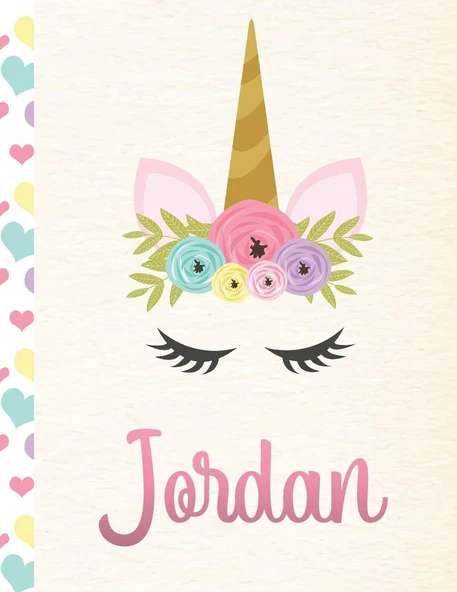 Jordan: Personalized Unicorn Sketchbook For Girls With Pink Name - 8.5X11 110 Pages. Doodle, Sketch, Create! ürün görseli 1