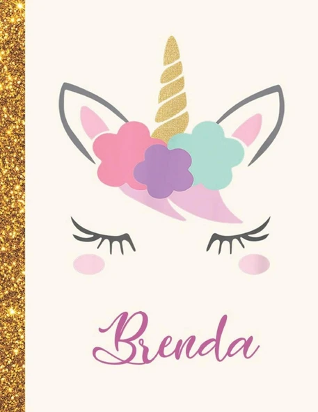 Brenda: Brenda Unicorn Personalized Black Paper Sketchbook For Girls And Kids To Drawing And Sketching Doodle Taking Note Marble Size 8.5 X 11 ürün görseli 1