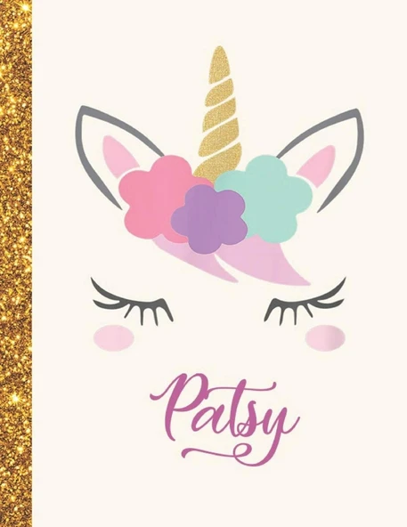 Patsy: Patsy Unicorn Personalized Black Paper Sketchbook For Girls And Kids To Drawing And Sketching Doodle Taking Note Marble Size 8.5 X 11 ürün görseli 1