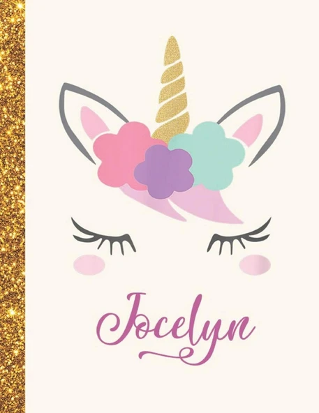 Jocelyn: Jocelyn Unicorn Personalized Black Paper Sketchbook For Girls And Kids To Drawing And Sketching Doodle Taking Note Marble Size 8.5 X 11 ürün görseli 1