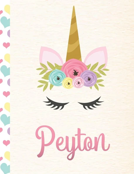 Peyton: Personalized Unicorn Sketchbook For Girls With Pink Name - 8.5X11 110 Pages. Doodle, Sketch, Create! ürün görseli 1