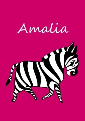 Personalisiertes Malbuch / Notizbuch / Tagebuch - Amalia: Zebra - A4 - Blanko - Pink ürün görseli 1