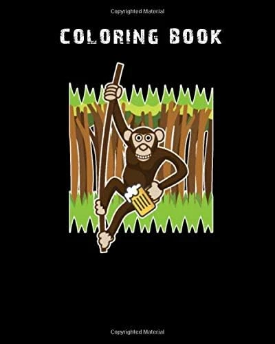 Coloring Book: Monkey Jungle Liana Beer - 59 Pages - 8 X 10 Inches ürün görseli 1