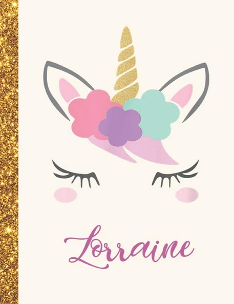 Lorraine: Lorraine Unicorn Personalized Black Paper Sketchbook For Girls And Kids To Drawing And Sketching Doodle Taking Note Marble Size 8.5 X 11 ürün görseli 1