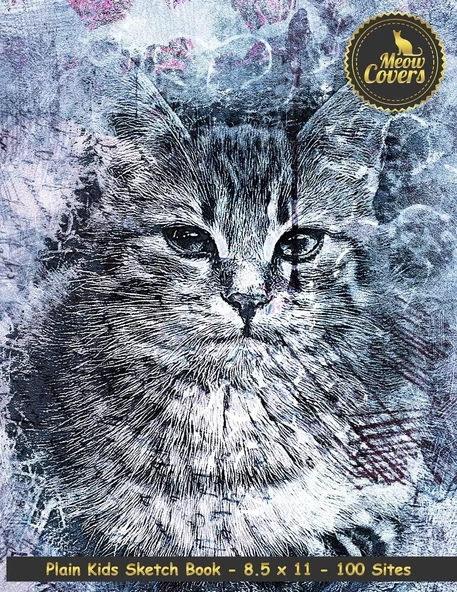 Meow Covers Plain Kids Sketch Book - 8.5 X 11 - 100 Sites: Notebook With Empty Paper - Perfect Colouring Book, Drawing, Painting Book For Children, Kids Or Students ürün görseli 1