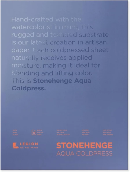 Stonehenge Aqua Suluboya Bloğu, 63,5 Kg, Soğuk Pres, 12 X 16 Inç, 15 Yaprak, Beyaz ürün görseli 1
