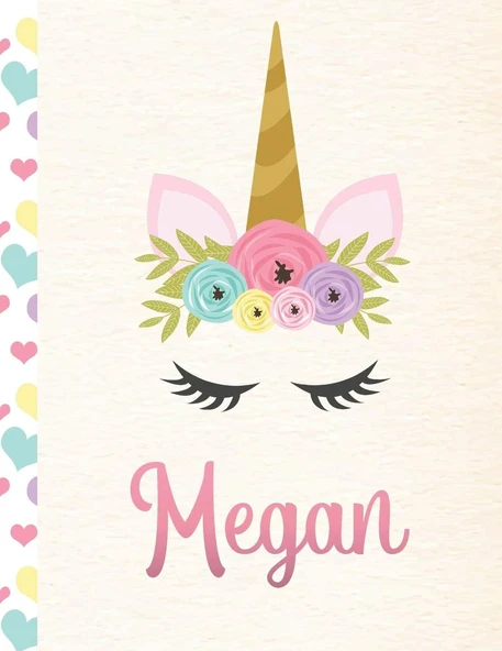 Megan: Personalized Unicorn Sketchbook For Girls With Pink Name - 8.5X11 110 Pages. Doodle, Sketch, Create! ürün görseli 1