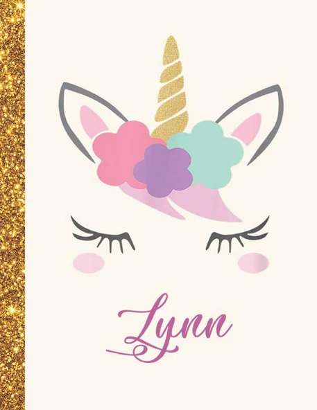 Lynn: Lynn Unicorn Personalized Black Paper Sketchbook For Girls And Kids To Drawing And Sketching Doodle Taking Note Marble Size 8.5 X 11 ürün görseli 1