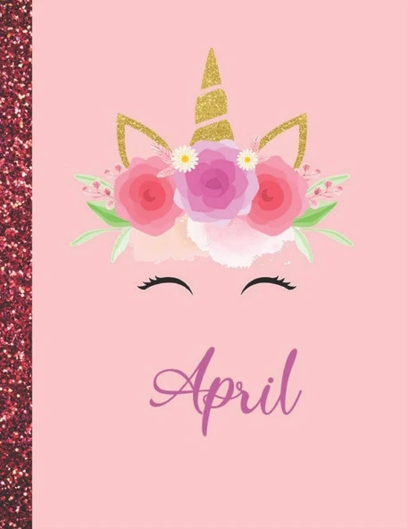 April: April Marble Size Unicorn Sketchbook Personalized White Paper For Girls And Kids To Drawing And Sketching Doodle Taking Note Size 8.5 X 11 ürün görseli 1
