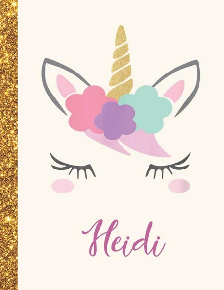 Heidi: Heidi Unicorn Personalized Black Paper Sketchbook For Girls And Kids To Drawing And Sketching Doodle Taking Note Marble Size 8.5 X 11 ürün görseli 1