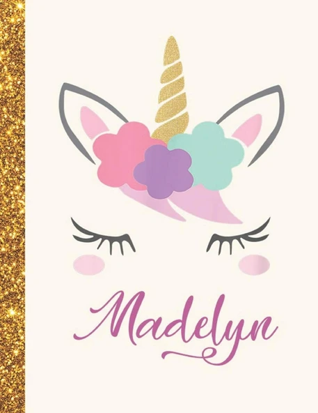 Madelyn: Madelyn Unicorn Personalized Black Paper Sketchbook For Girls And Kids To Drawing And Sketching Doodle Taking Note Marble Size 8.5 X 11 ürün görseli 1