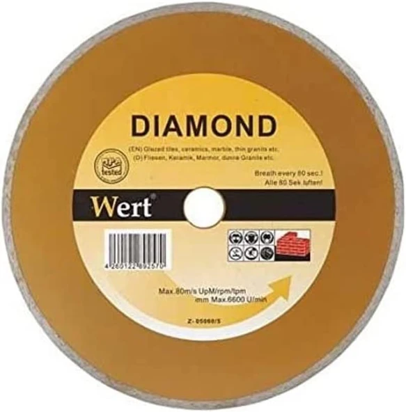 Wert W 2710/115 Seramik/Fayans Elmas Testere, Turuncu/Gri, 115Mm, Sarı ürün görseli 1