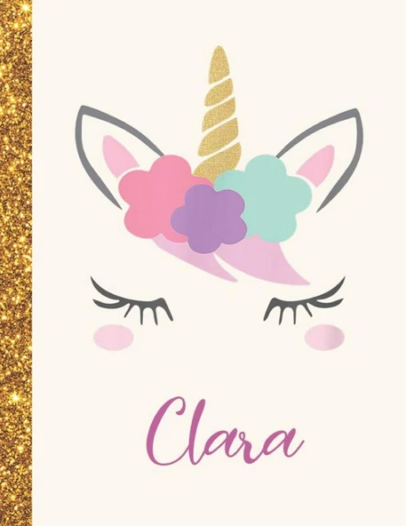 Clara: Clara Unicorn Personalized Black Paper Sketchbook For Girls And Kids To Drawing And Sketching Doodle Taking Note Marble Size 8.5 X 11 ürün görseli 1