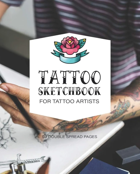Tattoo Sketchbook For Tattoo Artists: 8 Inch X 10 Inch, Body Sketch Notebook For Tattoo Designs And Development ürün görseli 1