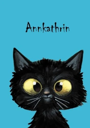 Annkathrin: Personalisiertes Notizbuch, Din A5, 80 Blanko Seiten Mit Kleiner Katze Auf Jeder Rechten Unteren Seite. Durch Vornamen Auf Dem Cover, Eine ... Coverfinish. Über 2500 Namen Bereits Verf ürün görseli 1