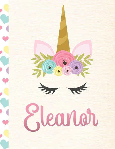 Eleanor: Personalized Unicorn Sketchbook For Girls With Pink Name - 8.5X11 110 Pages. Doodle, Sketch, Create! ürün görseli 1