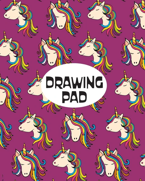 Drawing Pad: 8X10 Unicorn Sketchbook For Children Of All Ages, With 110 Pages Of Bordered Drawing Paper; Purple ürün görseli 1