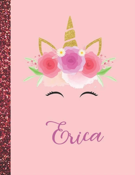 Erica: Erica Marble Size Unicorn Sketchbook Personalized White Paper For Girls And Kids To Drawing And Sketching Doodle Taking Note Size 8.5 X 11 ürün görseli 1